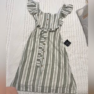 Green and crème stripped Midi Dress